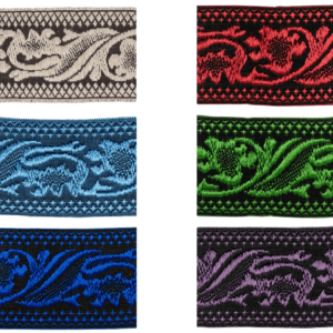 1180-50 Jacquard Borte mit floralen Ornamenten in verschiedenen Farben