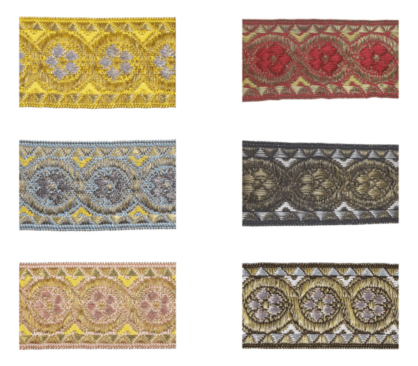 1633-20 Jacquard Borte mit kunstvollen Kreismotiven in verschiedenen Farben