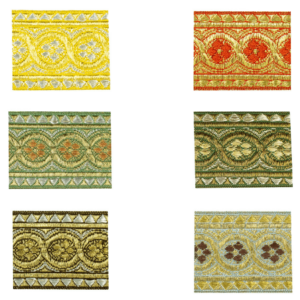 1633-58 Jacquard Borte mit kunstvollen Kreismotiven in verschiedenen Farben