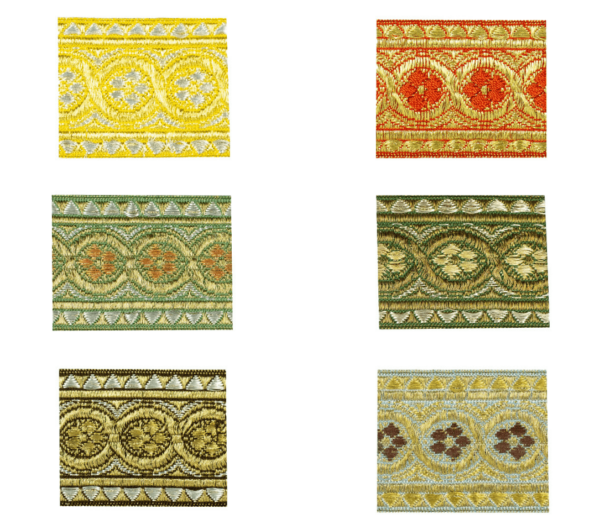 1633-58 Jacquard Borte mit kunstvollen Kreismotiven in verschiedenen Farben
