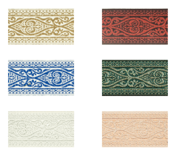 1944-40 Jacquard Borte mit detailliertem Ornamentmuster in verschiedenen Farben