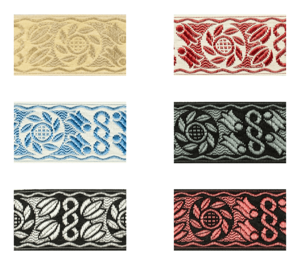 1947-40 Jacquard Borte mit floralem Muster in verschiedenen Farben
