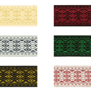 1950-40 Jacquard Borte mit geometrischem Rautenmuster in verschiedenen Farben
