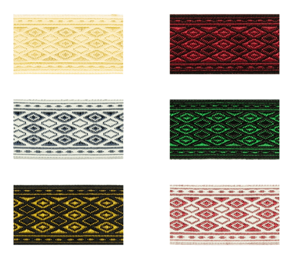1950-40 Jacquard Borte mit geometrischem Rautenmuster in verschiedenen Farben